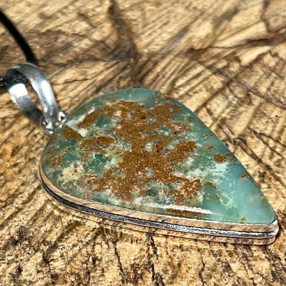 Yellow Green Chrysoprase Pendant 2 1/4” - Picture 11 of 12